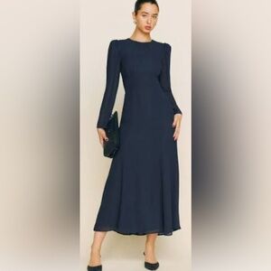 (NWT) Reformation Navy Blue Lysander Dress Women’s Size 8